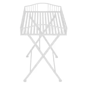 Charles Bentley Wrought Decorative Iron Garden Side Table - White