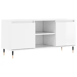 Berkfield TV Cabinet High Gloss White 104x35x50 cm Engineered Wood