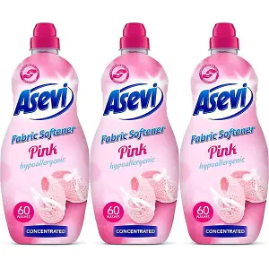 Asevi Fabric Softener, Laundry Conditioner, Liquid Fabric Softener, 1.5L, 60 Washes, Pink (Pack of 3)