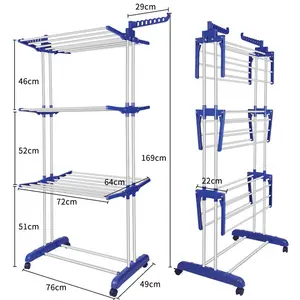 Stainless Steel Foldable Standard Drying Rack Blue/Grey