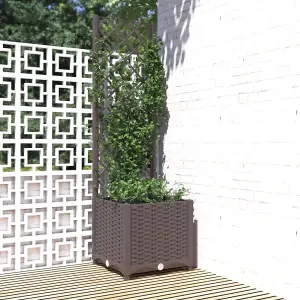 Berkfield Garden Planter with Trellis Brown 40x40x136 cm PP