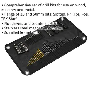 Comprehensive 98 Piece Drill & Bit Accessory Set for Wood, Metal and Masonry Projects