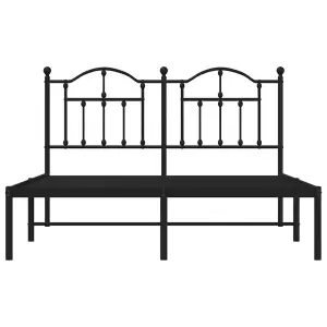 Berkfield Metal Bed Frame with Headboard Black 140x200 cm