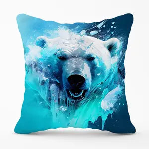 Polar Bear Face Splashart Outdoor Cushion 45cm x 45cm