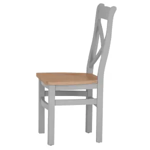 Cross Back Dining Chair with Wooden Seat - L43 x W50 x H97 cm - Grey