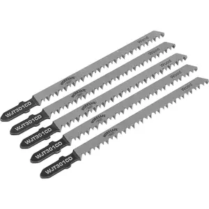 5 PACK 90mm Chrome Vanadium Steel Jigsaw Blade - 8 TPI - Diagonal Teeth - Wood