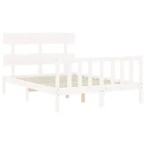 Berkfield Bed Frame with Headboard White 140x200 cm Solid Wood