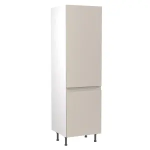 Kitchen Kit Fridge & Freezer Tall Housing Unit 600mm w/ J-Pull Cabinet Door - Ultra Matt Light Grey