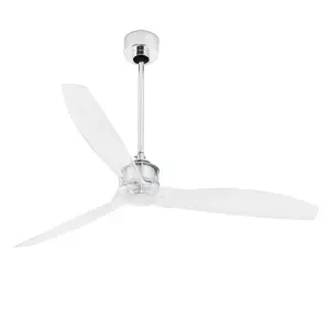 Luminosa Just Medium Ceiling Fan Chrome, Clear - Optional LED Light Sold Separately