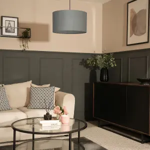 ValueLights Reni Grey Velvet Large Ceiling Pendant Lamp Shade