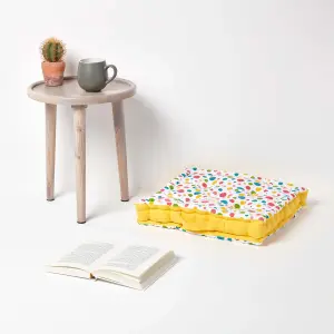 Homescapes Cotton Multi Coloured Polka Dot Floor Cushion, 50 x 50 cm