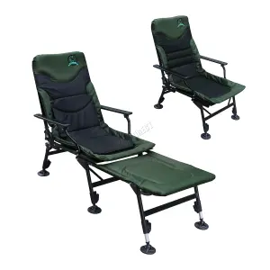 CARPZILLA Portable Folding Fishing Chair with Footrest 170 Recline Extend Green