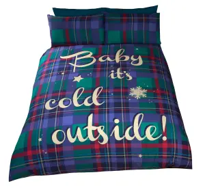 Baby It's Cold Outside Blue Xmas Duvet Cover Set Christmas Bedding