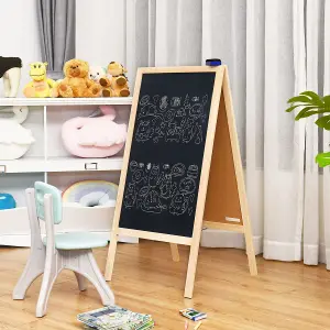 Costway Double-Sided Chalkboard Foldable Advertising Board w/ Magnetic Chalkboard Eraser for Home Cafe Restaurant Flower Shop