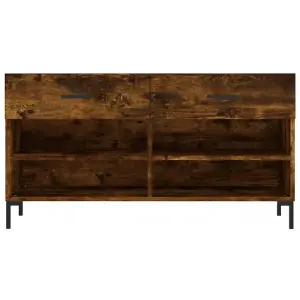 Berkfield Shoe Bench Smoked Oak 102x35x55 cm Engineered Wood