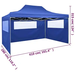 Berkfield Professional Folding Party Tent with 3 Sidewalls 3x4 m Steel Blue