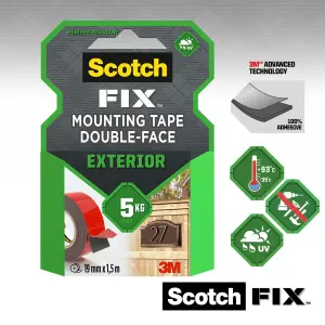 3M Scotch-Fix Exterior Red Mounting Tape (L)1.5m (W)19mm