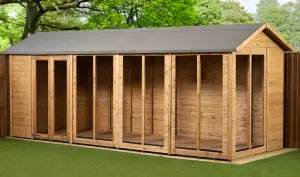 Empire Apex Summerhouse 6X18 dipped treated tongue and groove wooden garden shed double door (6' x 18' / 6ft x 18ft) (6x18)