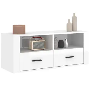 Berkfield TV Cabinet High Gloss White 100x35x40 cm Engineered Wood