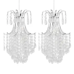 First Choice Lighting Set of 2 Chandelier Style Easy Fit Ceiling Light Shades