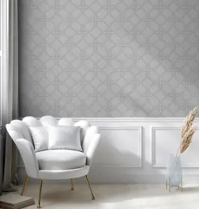 Arthouse Gianni Foil Silver Wallpaper