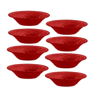 Purely Home Crackle Red Melamine Low Bowls - Set of 8