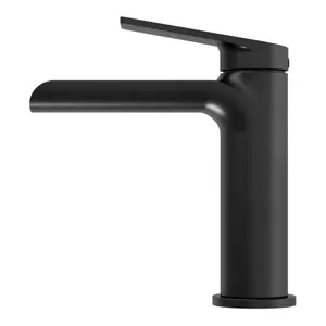 GoodHome Ajeeta Medium Matt Black Round Basin Mixer Tap