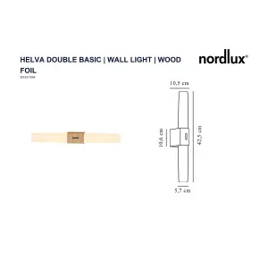 Nordlux Helva Double Basic Indoor Wall Light in Wood Foil (Height) 10.6cm