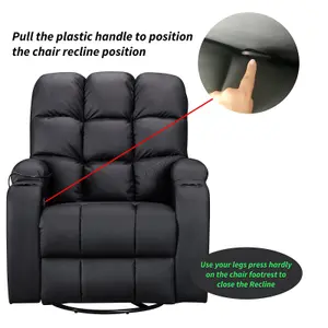 WestWood Leather Massage Recliner Chair Sofa Rocking Swivel Armchair Remote Control Black