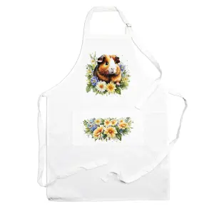 Purely Home Pet Animals & Flowers Guinea Pig Apron - Floral Gifts for Her - Cooking & Baking