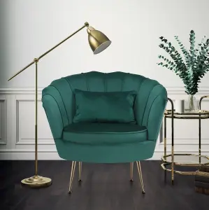 Velvet Emerald Green Daisy Accent Chair