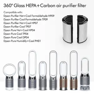 SPARES2GO 360 HEPA Filter compatible with Dyson DP04 HP04 HP07 HP09 PH01 PH02 TP04 TP06 + Cleaning Brush