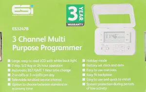 ESi Controls ES3247B 3 Channel Multi-purpose Heating Hot Water Programmer