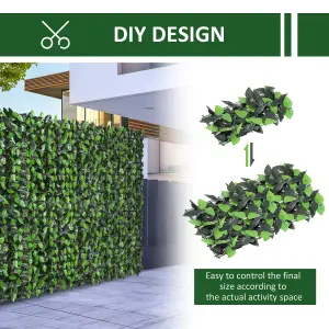 Outsunny Artificial Leaf Hedge Screen Privacy Fence Panel for Garden 3Mx1M