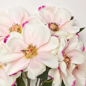 Homescapes Set of 2 Pink and Cream Artificial Magnolia Bouquet Arrangements