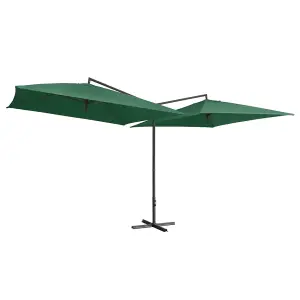 Berkfield Double Parasol with Steel Pole 250x250 cm Green