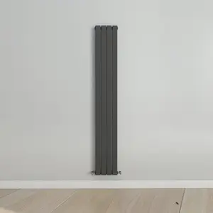 Vertical Anthracite Single Flat Panel Radiator (H) 1800 mm x (W) 272 mm, 2196 BTU.