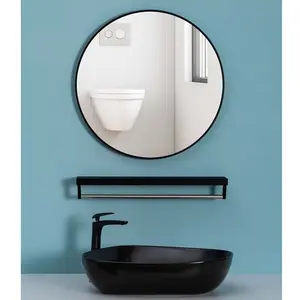 Baum Metal Flat Wall Mirror Black / 40 cm H x 40 cm W