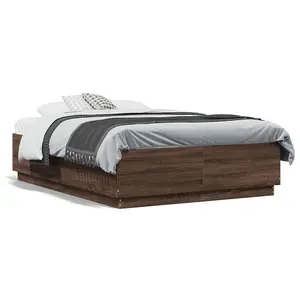 Berkfield Bed Frame without Mattress Brown Oak 140x190 cm