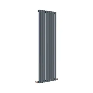 Vertical Anthracite Single Oval Panel Radiator (H)1600mm x (W)472mm, 4540 BTU.