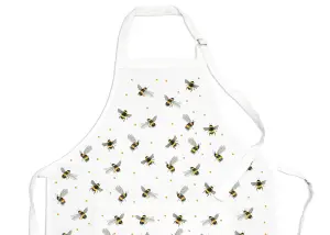 Purely Home Scattered Bees Kitchen Apron - Bumblebee Nature Cooking & Baking Gift