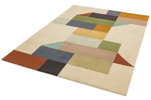 Modern Multi Handmade Luxurious Wool Easy to Clean Abstract Geometric Rug For Bedroom Dining Room And Living Room -200cm X 290cm