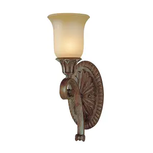 Wall Light Medieval Style Arched excavation Glass Shade Bronze LED E14 60W