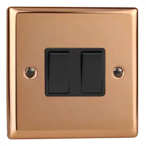 Varilight 2-Gang 10A Intermediate & 2-Way Rocker Switch Polished Copper