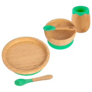 5pc Bamboo Round Baby Weaning Set - Green