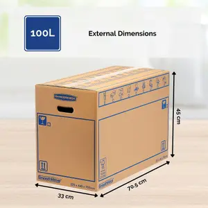 8 BANKERS BOX Cardboard Moving Boxes 100L Heavy Duty Double Wall Boxes Pack of 8