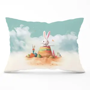 White Rabbit On A Beach Holiday Cushions 33cm x 48cm