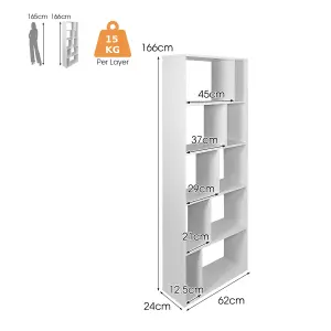 Costway 5-Tier Wooden Bookcase 166cm Tall Bookshelf Freestanding Display Shelf Storage Rack