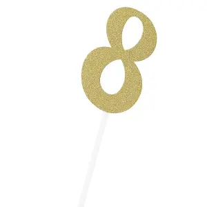 Creative Party Number 8 Glitter Cake Topper Gold (One Size)