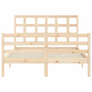 Berkfield Bed Frame with Headboard Small Double Solid Wood